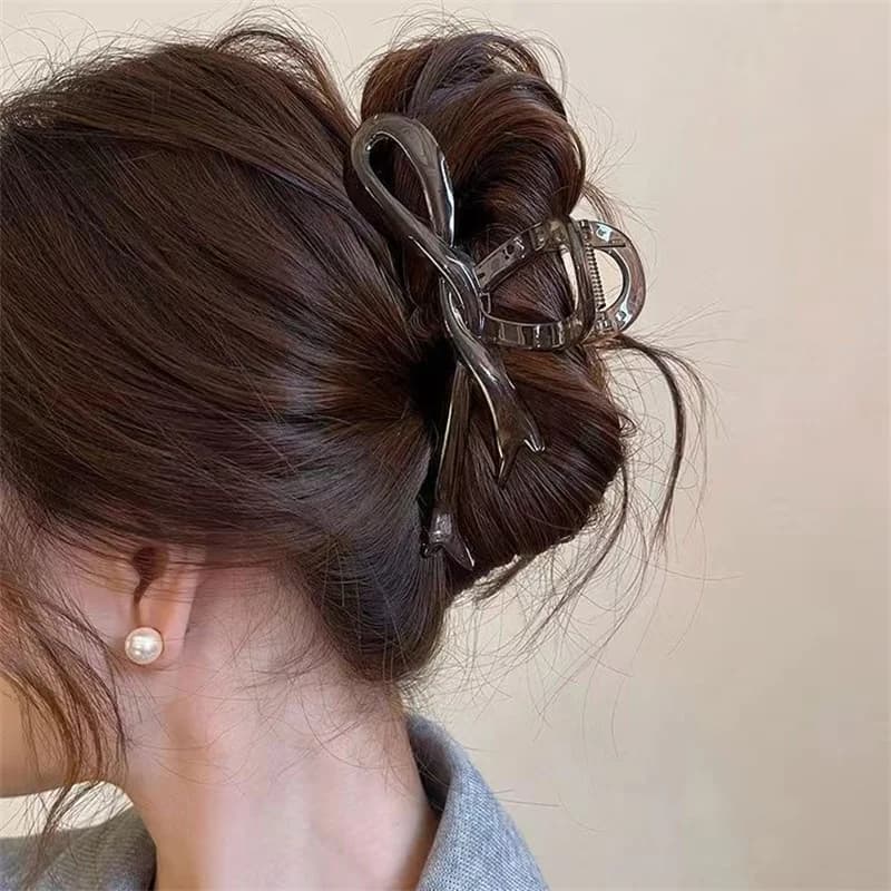 3PCS Acrylic Ribbon Bow Hair Claws Crab 13cm Hair Clips Glossy Barrettes Headwear Hairpins Shark Ponytail For Women Hair Accessories