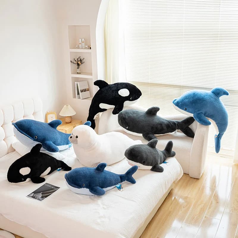Peluche Gigante di Squalo 25-105cm, Morbidi Pupazzi di Balene, Animali Oceanici Kawaii, Cuscini Peluche per Bambini e Ragazze, Regali e Decorazioni