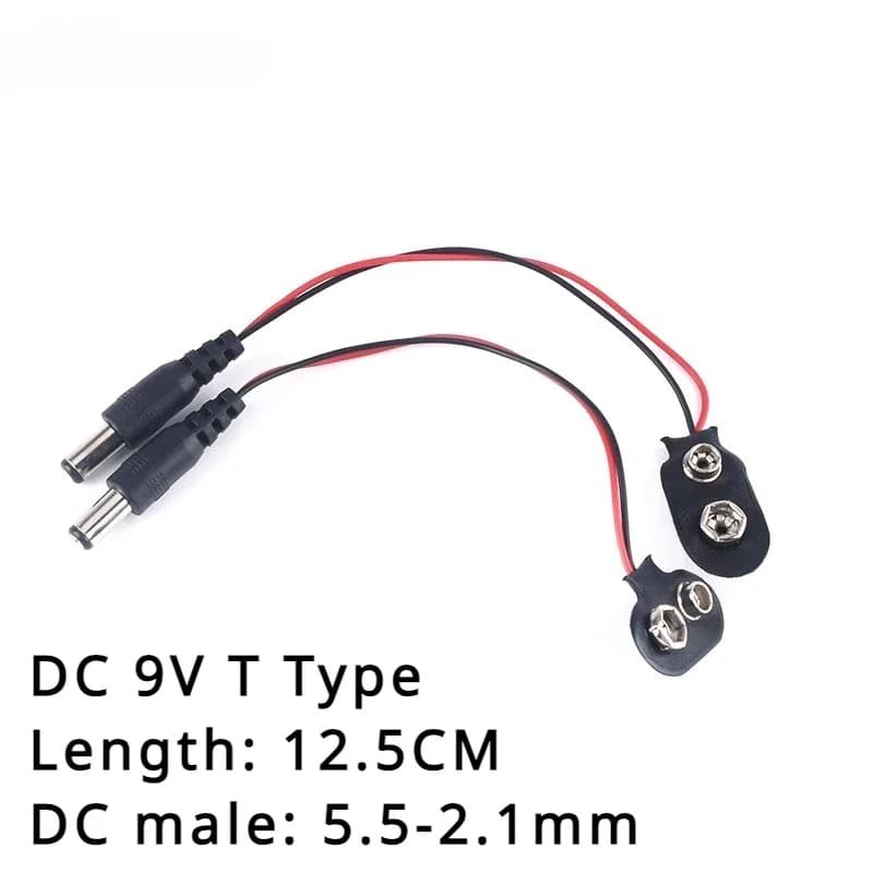 5PCS 9V DC Battery Power Cable Spin Clip Barrel Martinetti Connector for Arduino FAI DA TE type I T For Arduino One R3 FAI DA TE Martinetti Connector