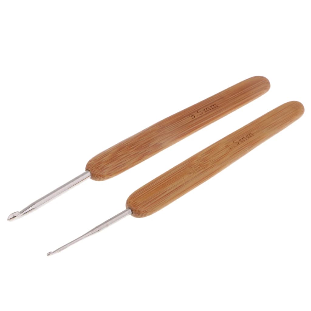 12 Pieces Crochet Hooks Bamboo Soft Grip Set Knitting Craft Tools for Handmade Sweaters DIY Gift