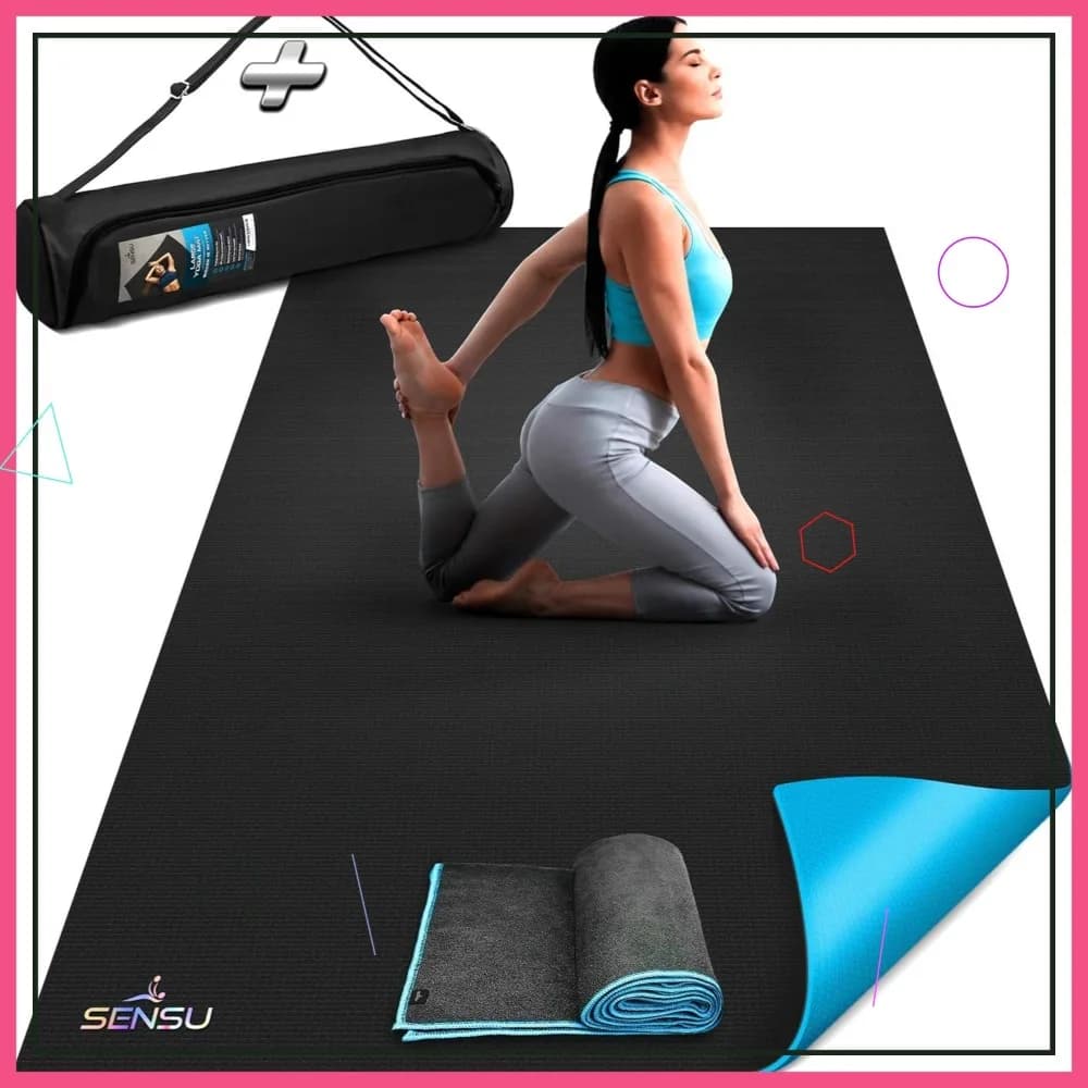 Tappetino Yoga Grande 6x4 Piedi Extra Spesso 9mm Antiscivolo per Esercizi, per Uomini e Donne, per Hot Yoga, Pilates e Stretching