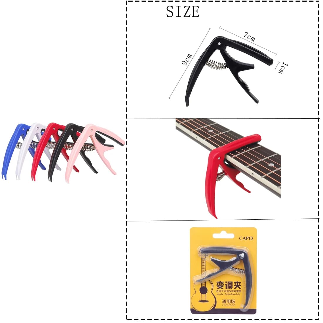 Accessori per chitarra capotasto universale Cambia chiave a morsetto rapido Resina Ukulele Capotasto per chitarra classica acustica per parti di chitarra Ukulele
