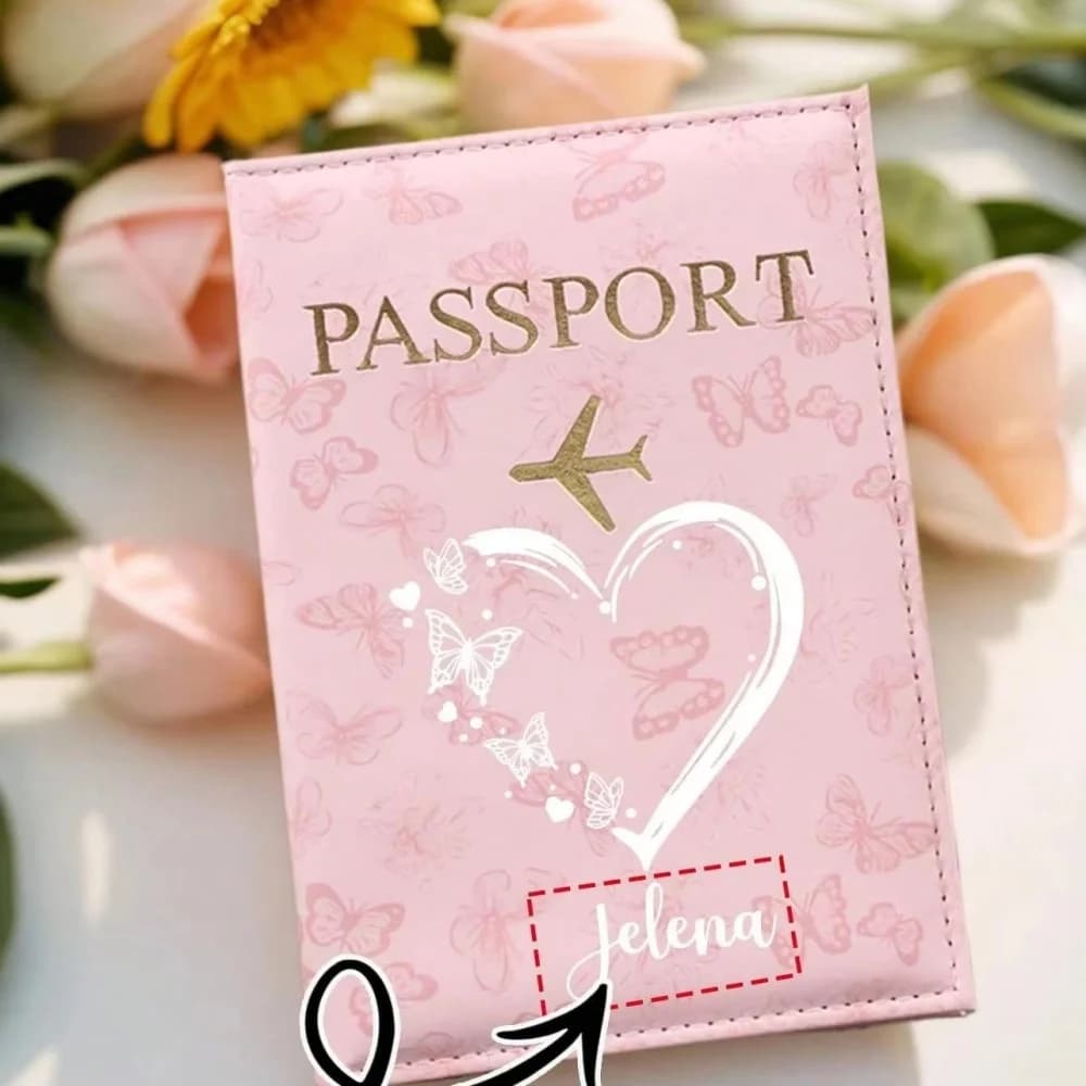 Customized Passport Holder with a Butterfly Love Design, a Travel Document Organizer Card Case Suitable for Both Men And Women