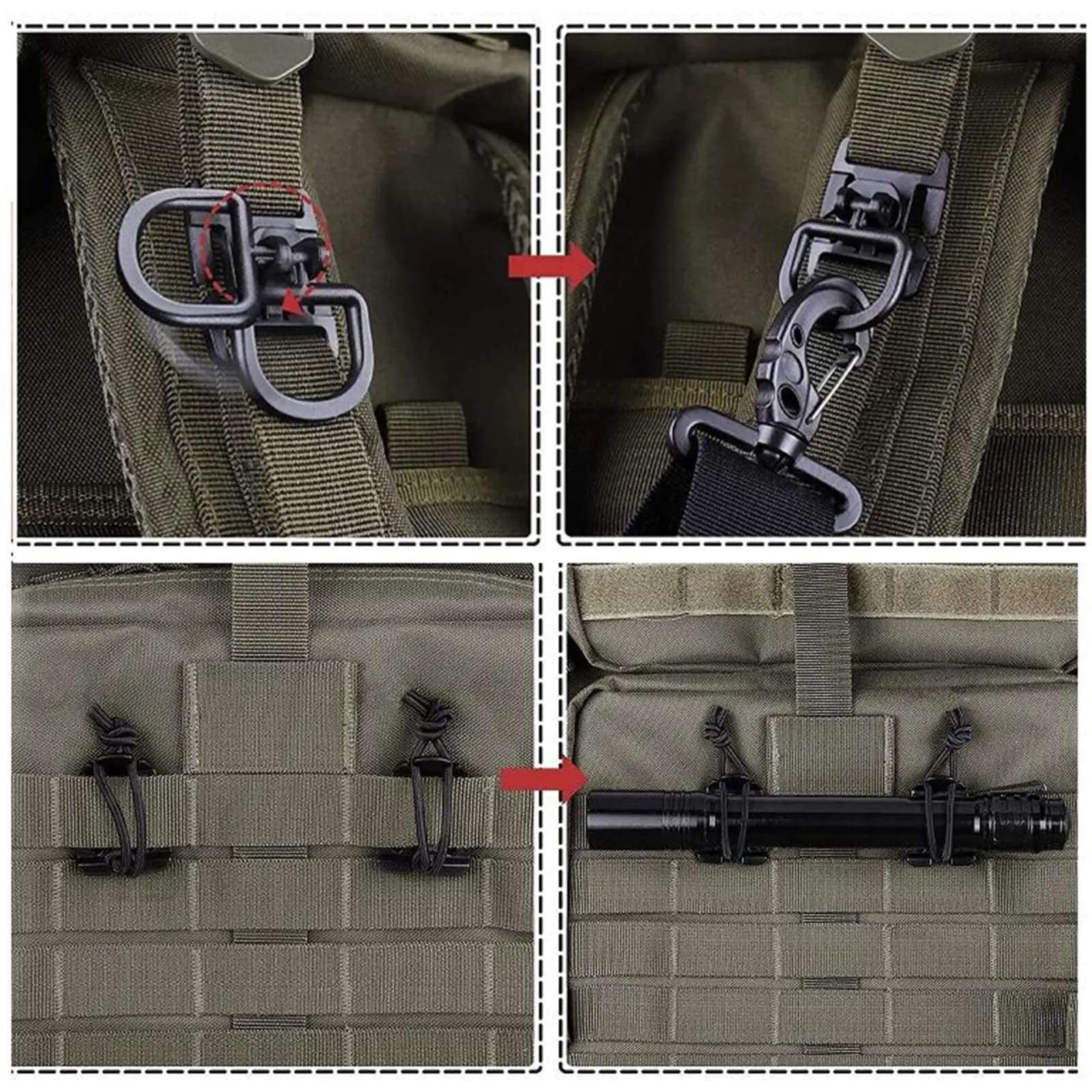Molle Backpack Outdoor Attachments with D-ring Closure A