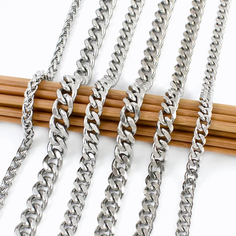 Catena in Acciaio Inox 50/100cm 3-12mm per Cucito, Decorazione Borse e Pantaloni, Accessori per Abbigliamento Uomo e Donna, Gioielli Fai-da-Te