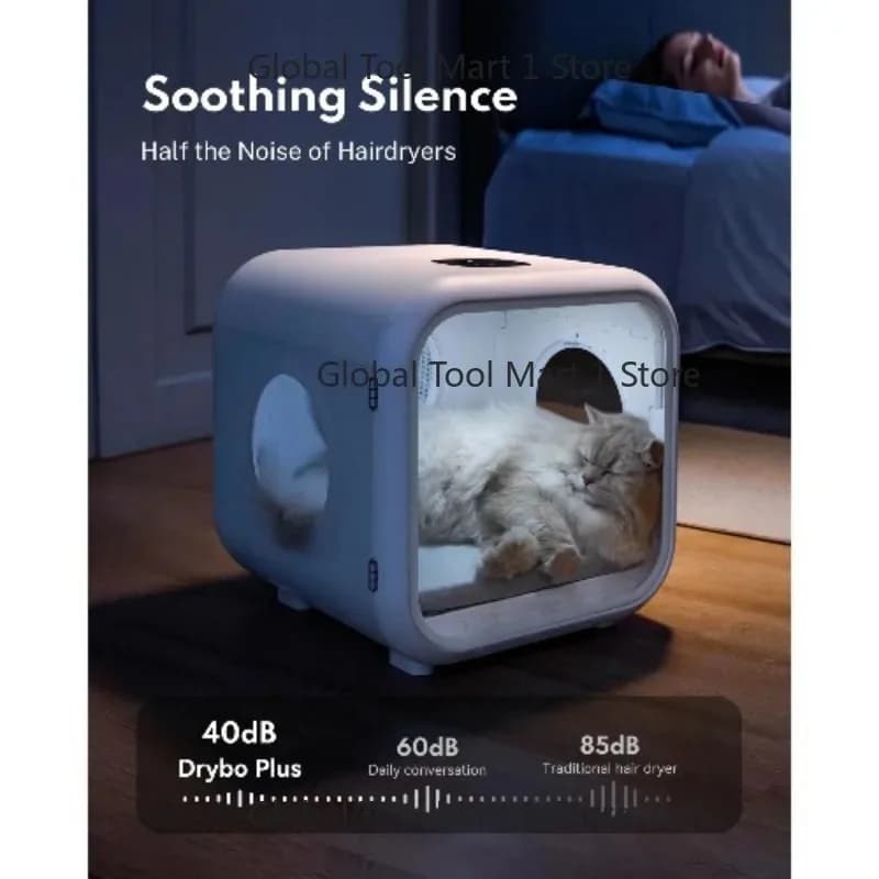Automatico Silenzioso 360 ° Asciugatrice per Animali Domestici con Controllo Intelligente della Temperatura per Cani e Gatti di Piccola Taglia