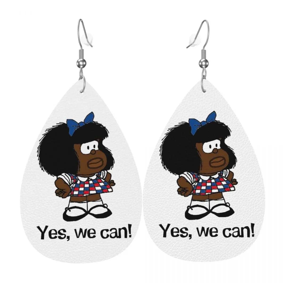 Orecchini a goccia in pelle Mafalda personalizzati per donna Orecchini in pelle Moda Cartoon Quino Manga Leggero per feste Vacanze