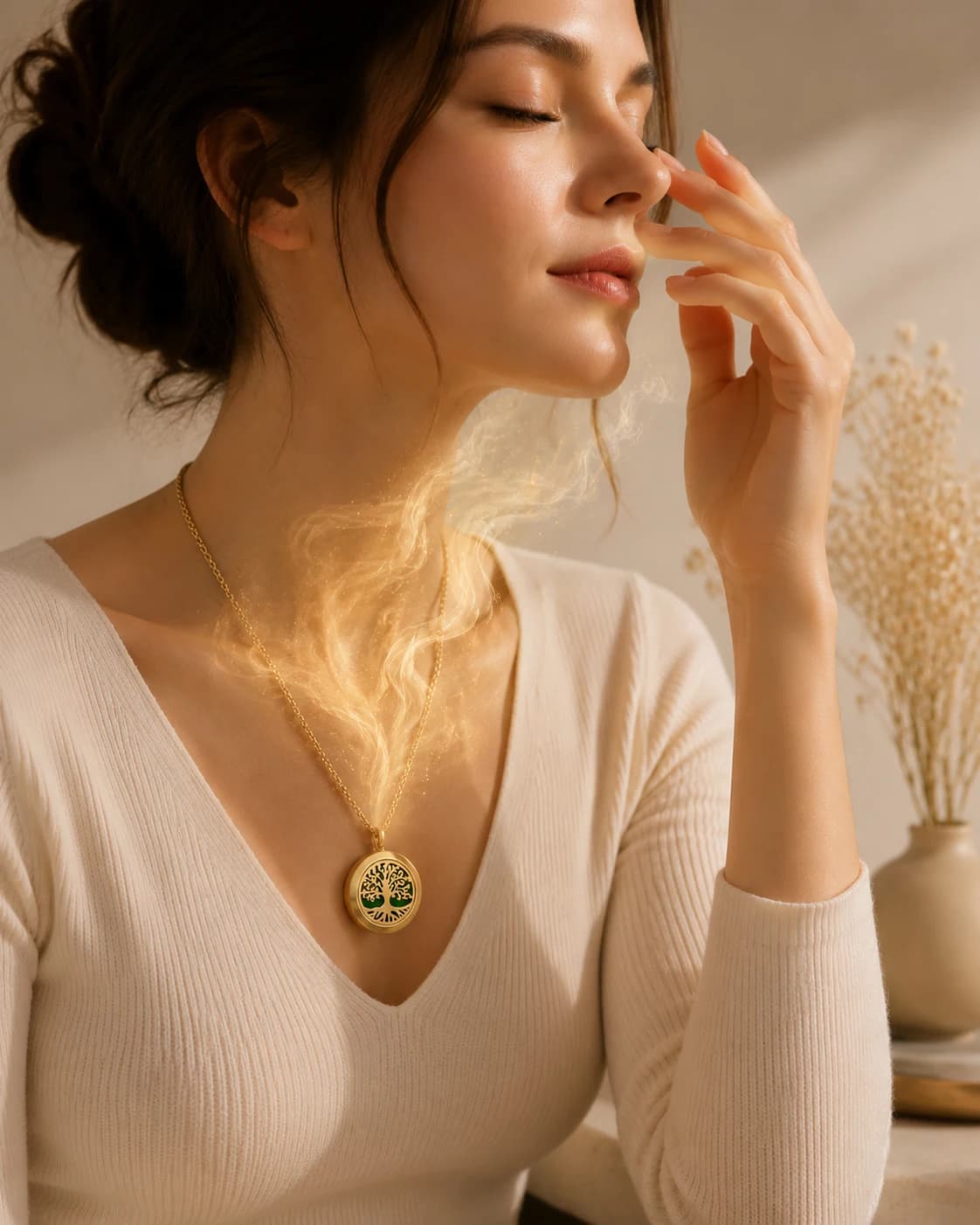 New Golden Tree of Life Stainless Steel Necklace Aromatherapy Essential Oil Diffuser Pendant Spiral Open Perfume Lockets Jewelry