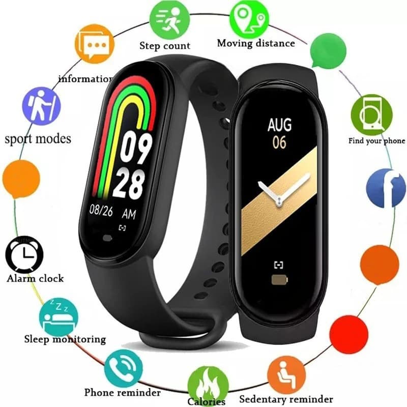 Nuovo M8 Band Sport Smartwatch Movimento Conteggio passi Bluetooth Fitness Track Bracciale Informazioni sincrone del telefono Orologi intelligenti