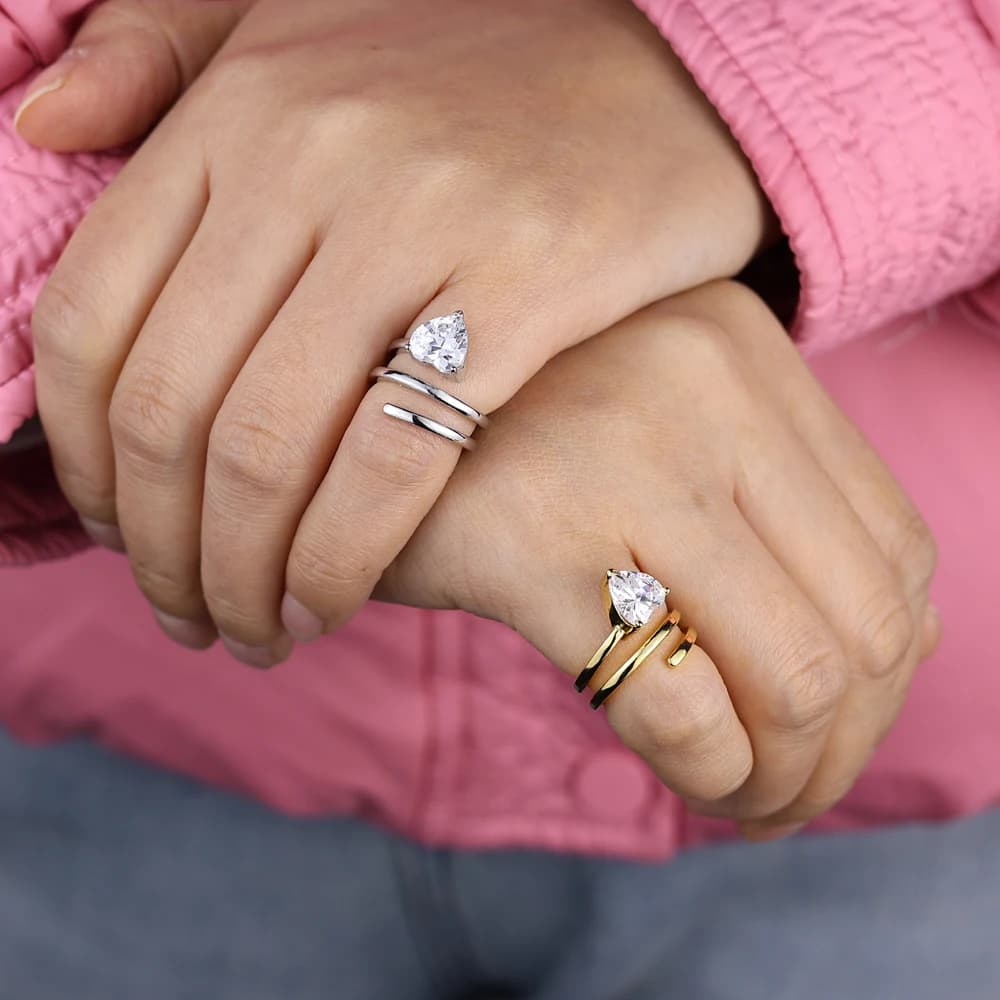 Anello a Spirale per Mignolo con Cuore Scintillante in Zirconia Cubica 5A, Gioiello di Moda per San Valentino