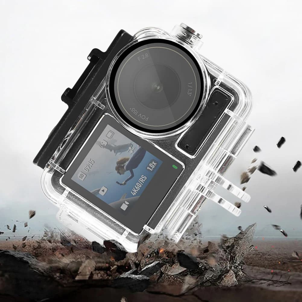 Custodia Impermeabile 60M per Immersioni con Protezione Anti-Appannamento per Fotocamera Sportiva DJI Osmo Action 5 Pro/4/3