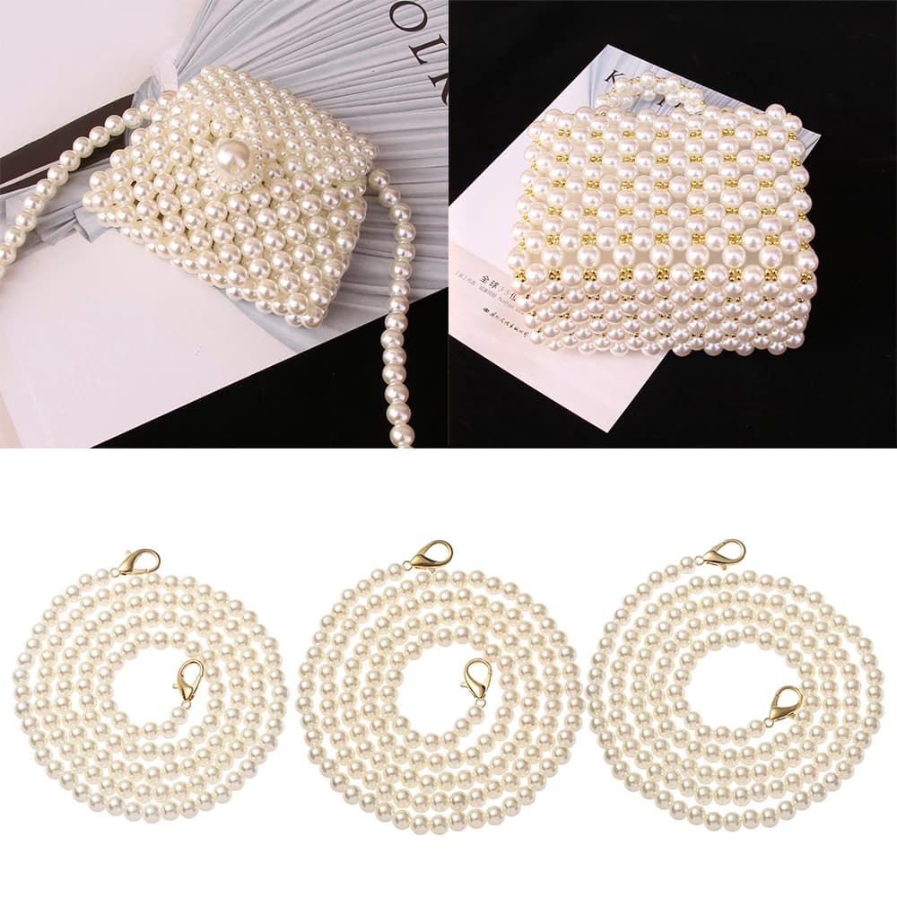 Fashion Shoulder Bag Straps Pearl Belt Long Beaded Chain Bags Handbag Handles Pearl Strap DIY purse Replacement
