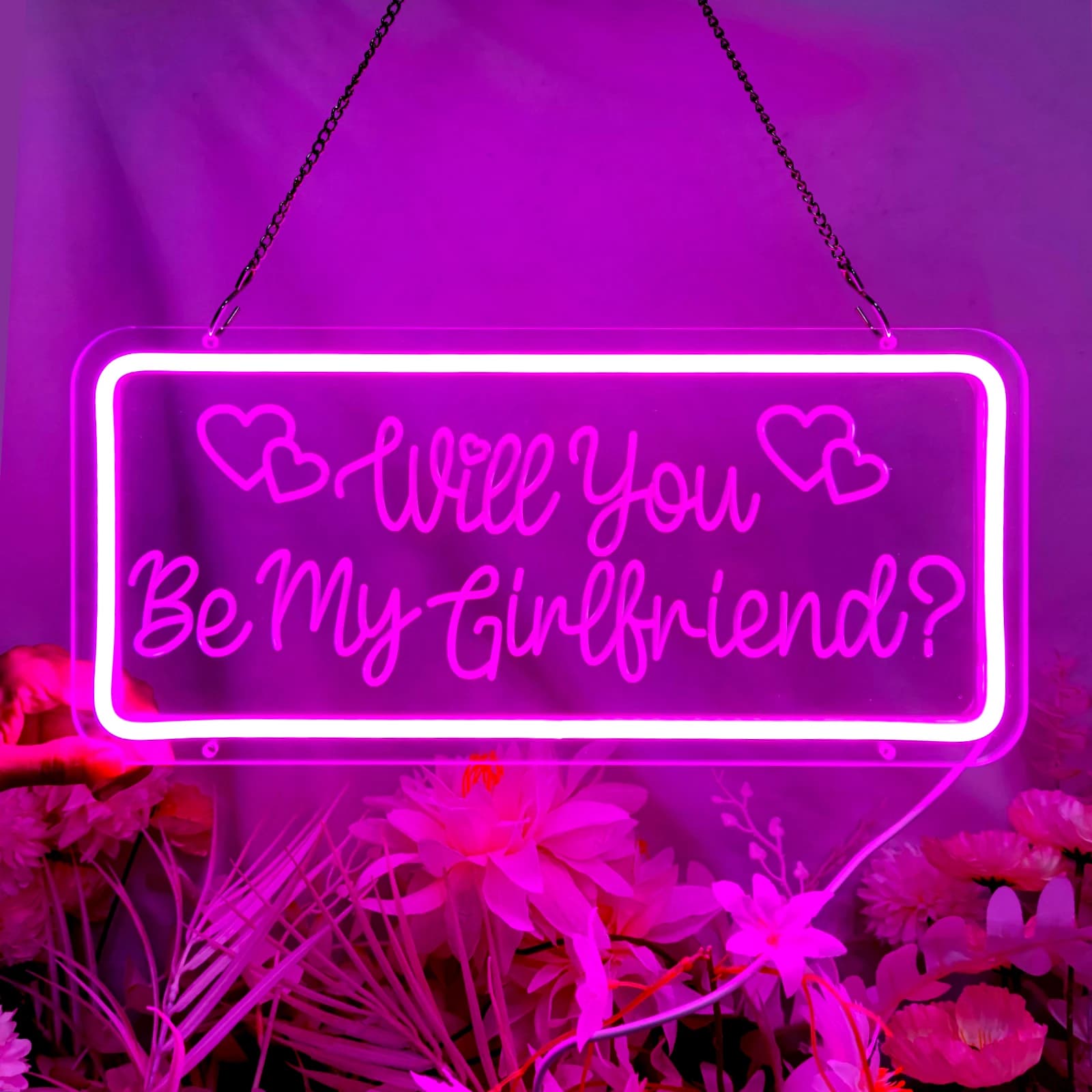Will You Be My Girlfriend Insegna al neon LED San Valentino Confessione Decorazione Insegna Fidanzamento Insegna al neon Decorazione da parete