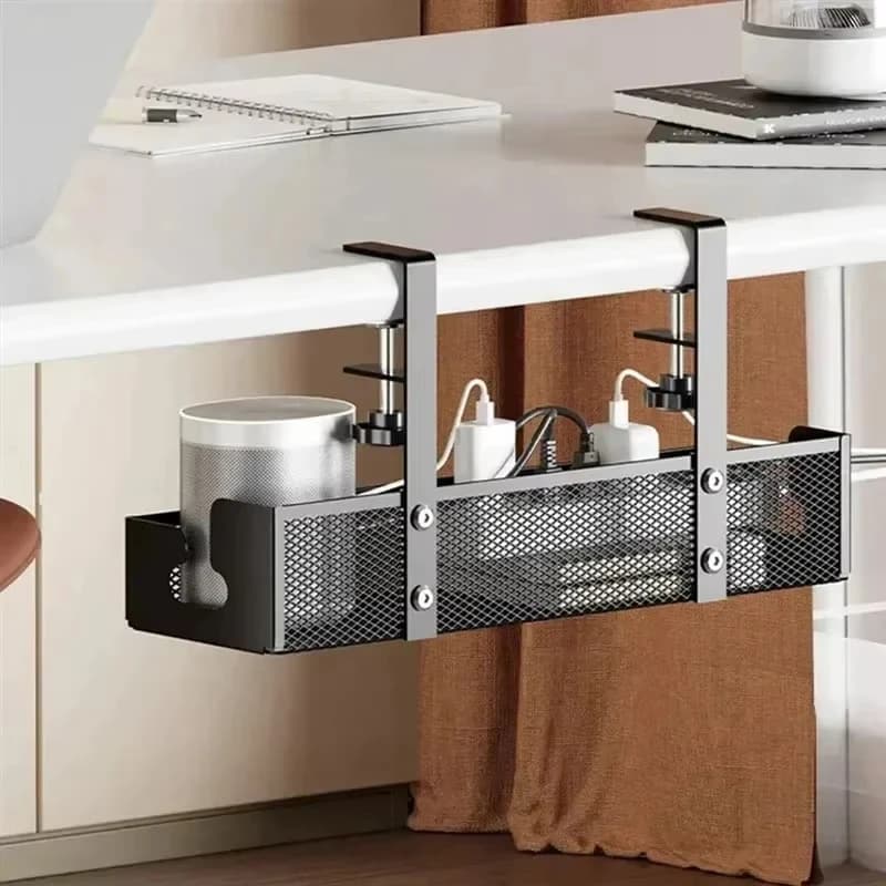 Scatola porta cavi in metallo da scrivania, organizer per cavi di alimentazione, senza perforazione, accessori per la cucina