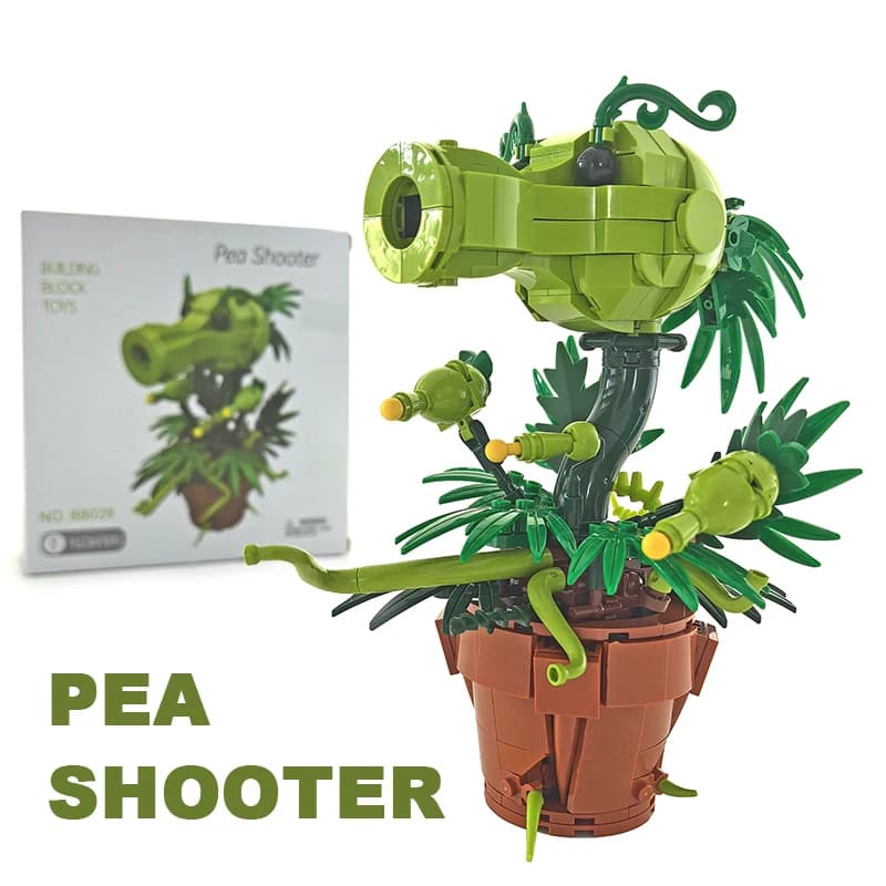 Creative Plants Wars Character of the game Pea Shooting Building Blocks Bonsai Model Pot Plant Assembling Bricks Toy Gift for Adult Baby