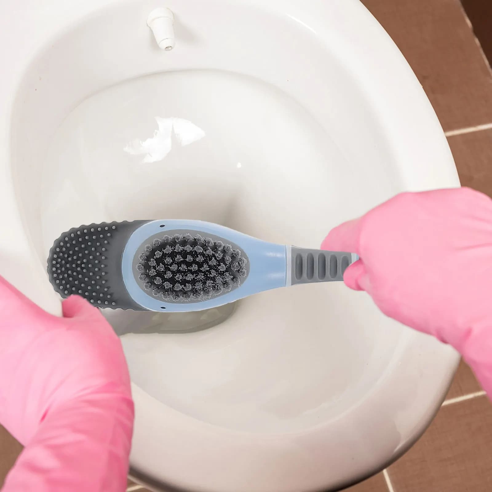 Set di 1 spazzola per WC in silicone, resistente all'usura, per la pulizia del bagno, compatta, salvaspazio, per una pulizia profonda, ergonomica, riutilizzabile
