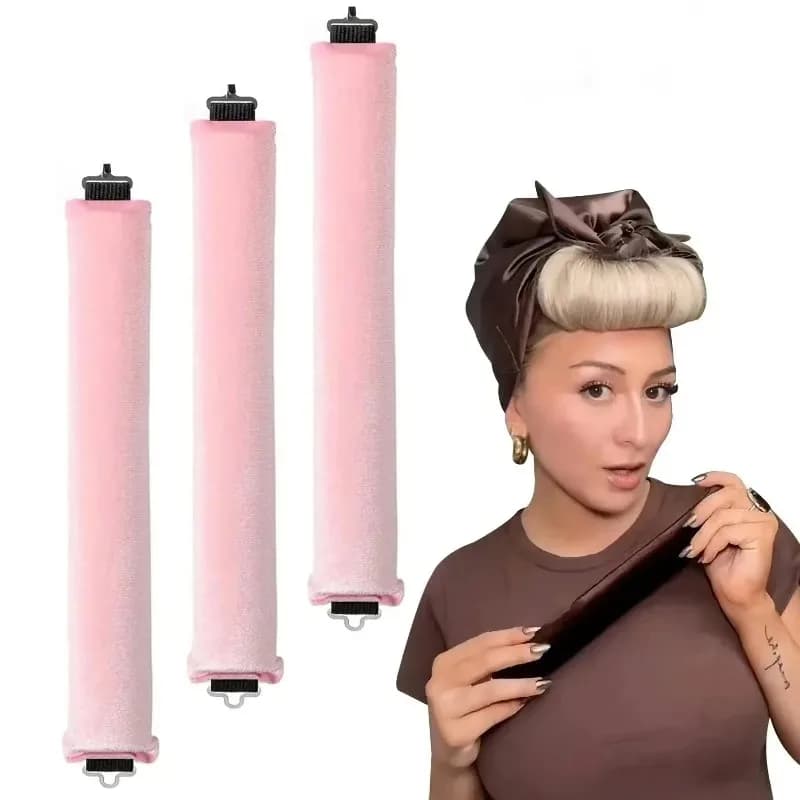 Set of 3 Hot-Free Soft Rollers to curl the Hair, Night Natural Riches, Elegant and Hard for Women