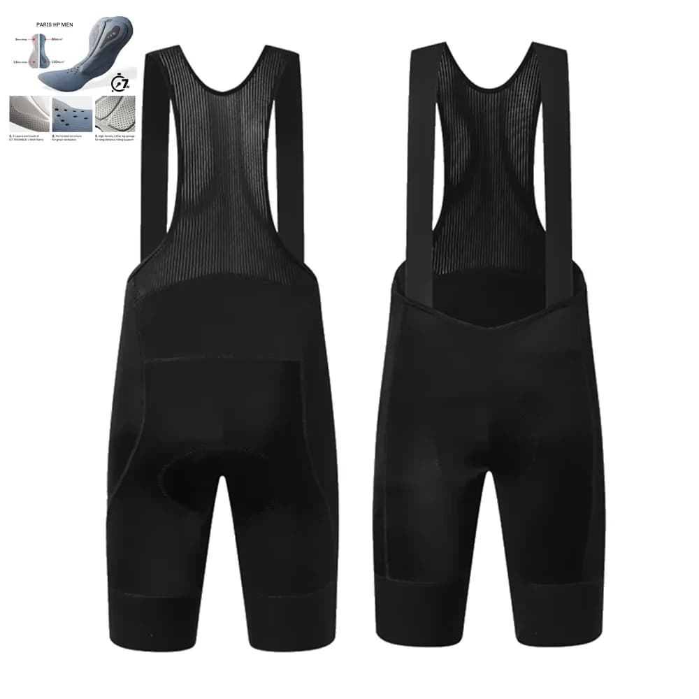 Long Distance Cycling Bib Shorts 7CM Wide Silicone Gripper Non‑slip Leg Band Shock‑Absorbing Padded Road Bike Bib Shorts For Men