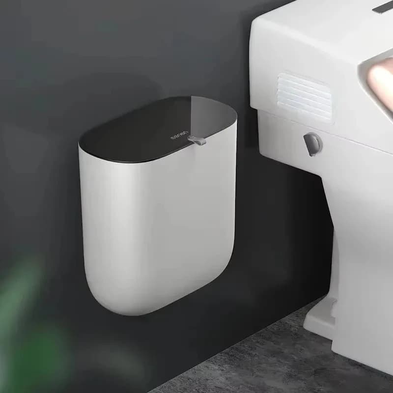 Wall mounted garbage bin saves space, detachable hook stainless steel kitchen bathroom garbage bin 5L ultra-thin