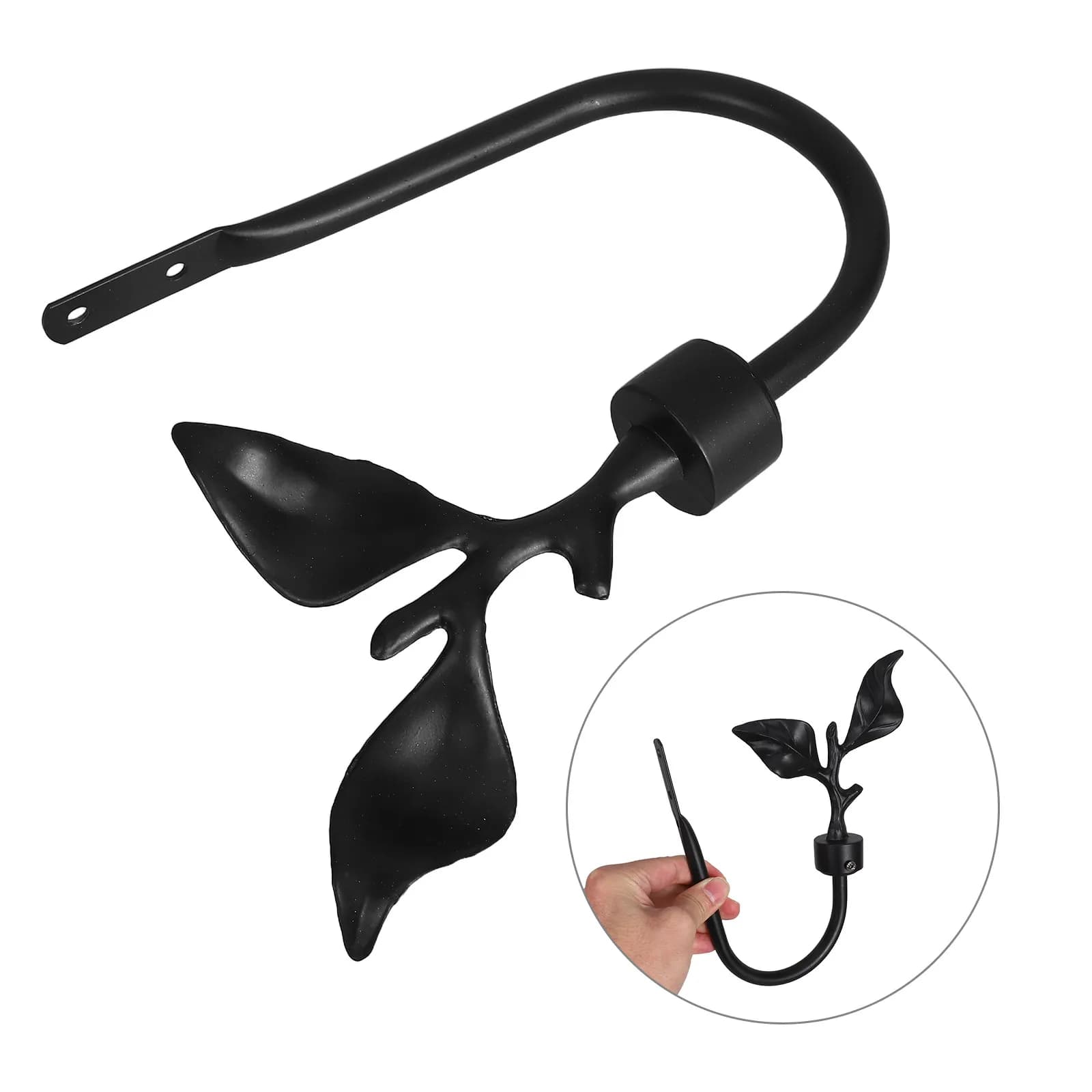 2Pcs Curtain Hooks Leaf Shaped Metal Wall Mount Curtain Holdbacks Tieback Drapery Hooks Home Window Decor Wall Hook