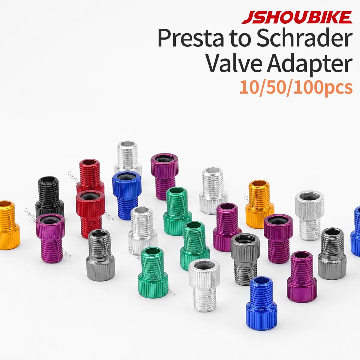 10/50/100pcs Adattatore per valvola per bicicletta Convertitore in lega di alluminio Presta a Schrader Pompa Ugello aria Tubo Strumenti Accessori per biciclette