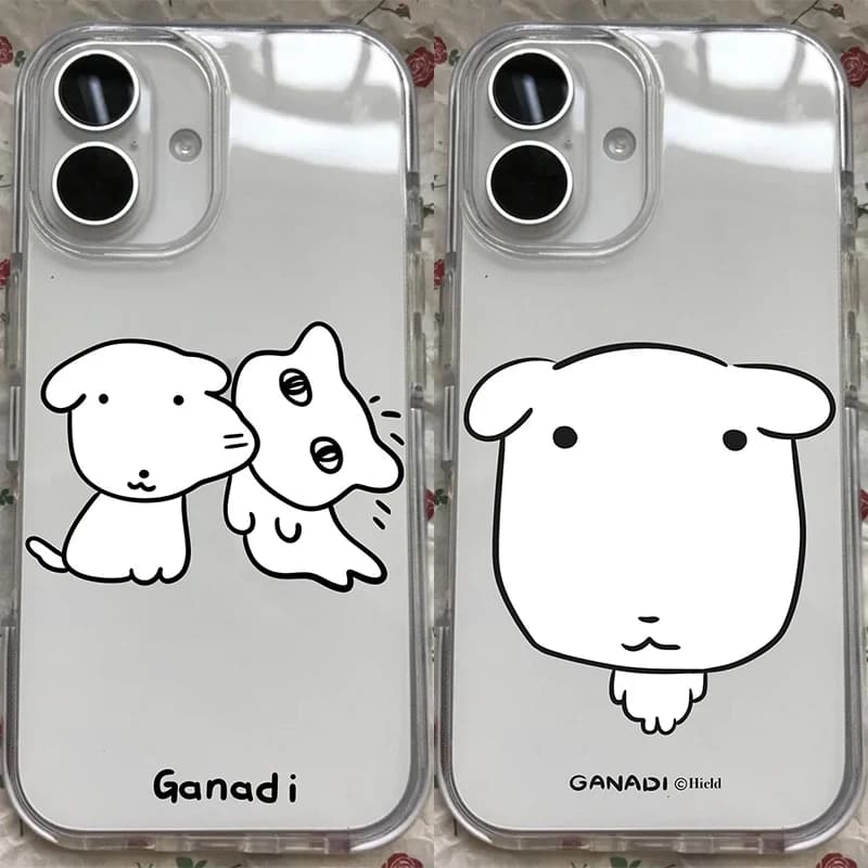 Nice and cute Korean phone case with cartoons of puppies and cats for iPhone 17 Air 16 Pro Max 15 14 Plus 13 12 11, back cover of shockproof silicone