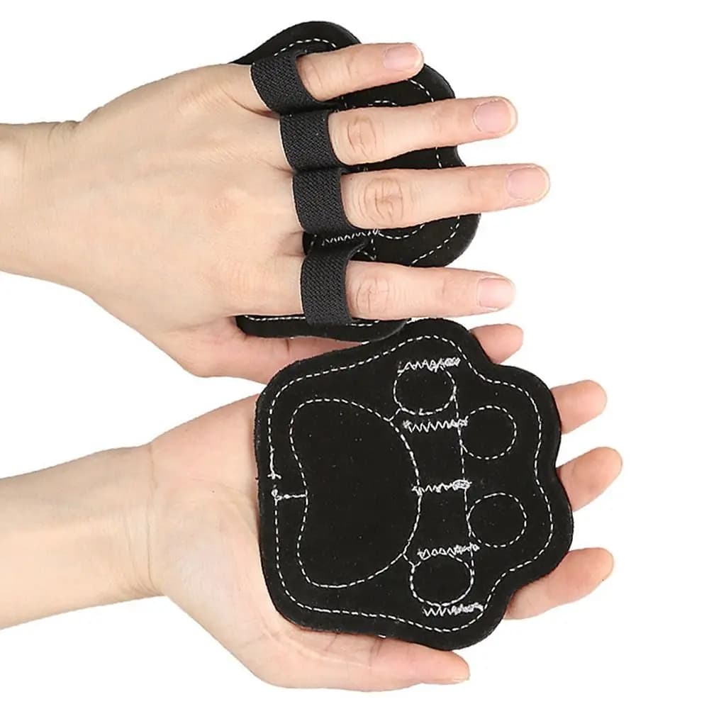 1 pair of weight lifting gloves in cow leather, palm protection, anti-slip gym gloves with almohadilla for half fingers