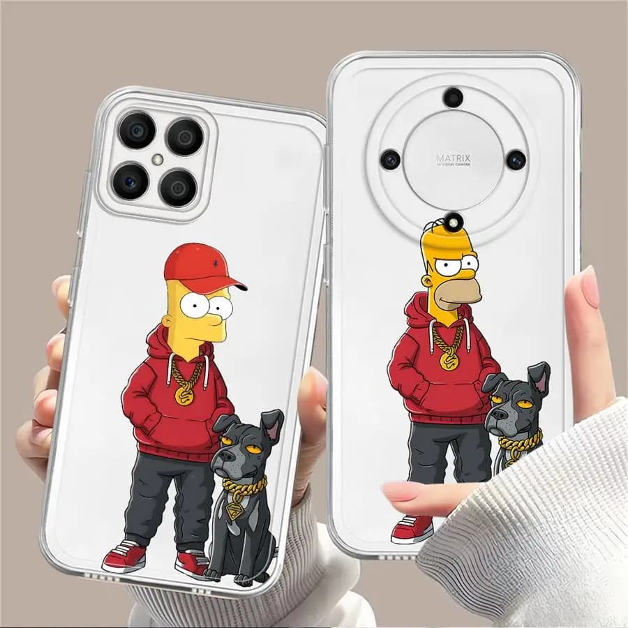 Cover morbida per telefono Honor X8a X8 X9b X7b 90 Lite X8b X9a The Simpsons Homer