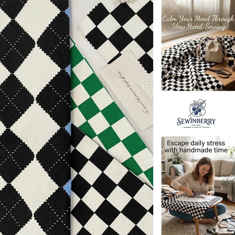 Classic Black White Checkered Corduroy Fabric Stress-Relief DIY Sewing Material For Garment Patchwork Home Decor And Handmade