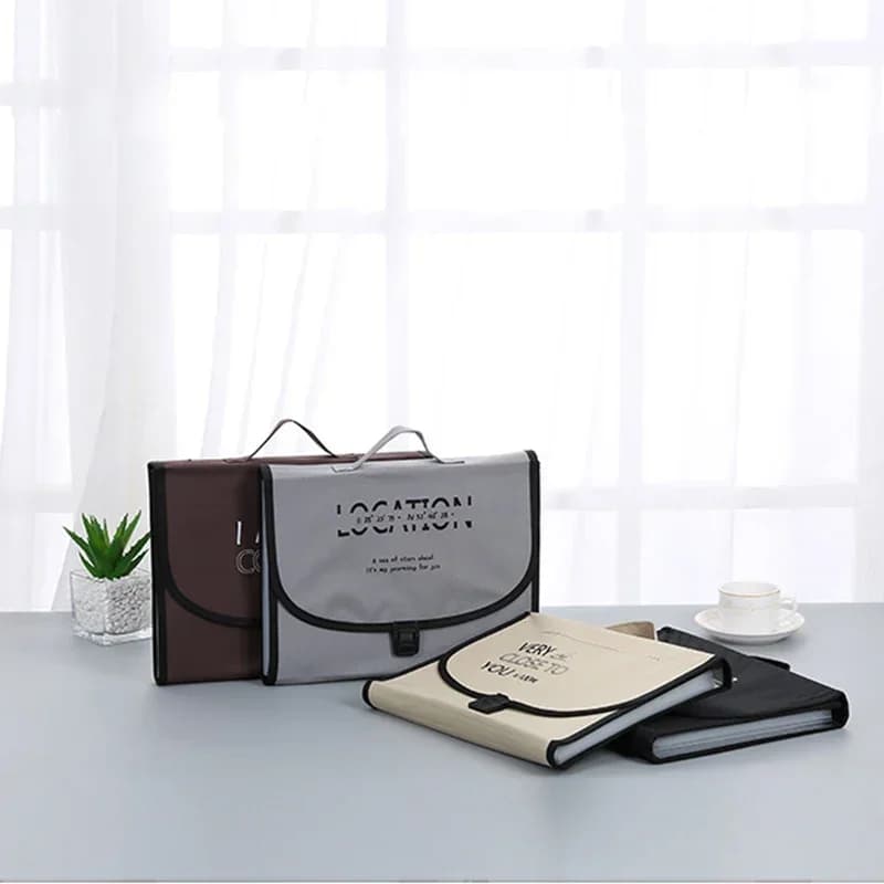 Borsa portatile in stile organo Cartella multistrato Porta cartella portaoggetti in carta per fatture Borsa per documenti per file A4 Organizzatore per pochette da ufficio
