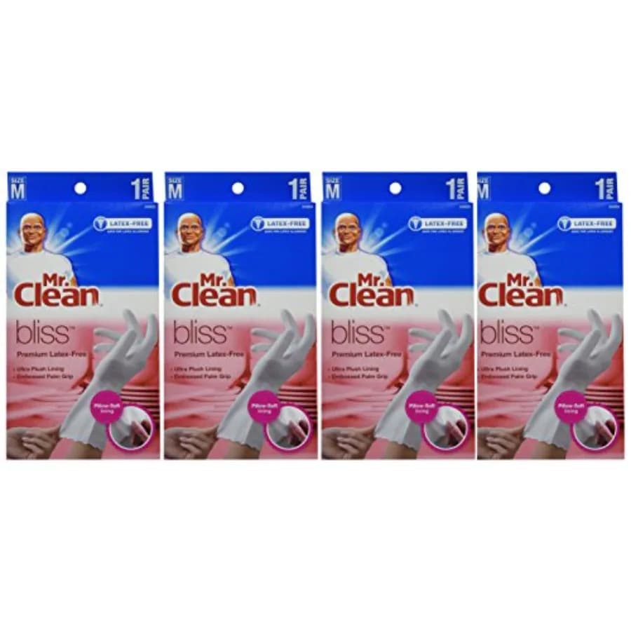 Mr. Clean 243033 Bliss Premium Guanti Senza Lattice, Taglia Media, Confezione da 4 Paia