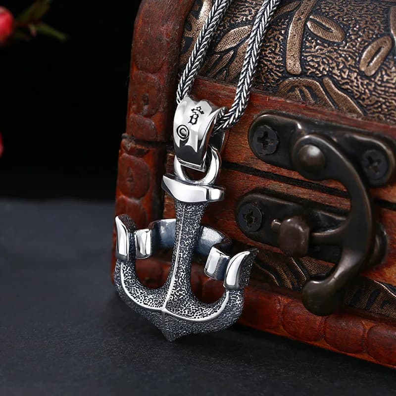 Wholesale 925 sterling silver pendant, boat anchor necklace pendant, men's Thai silver rock, European and American retro vintage