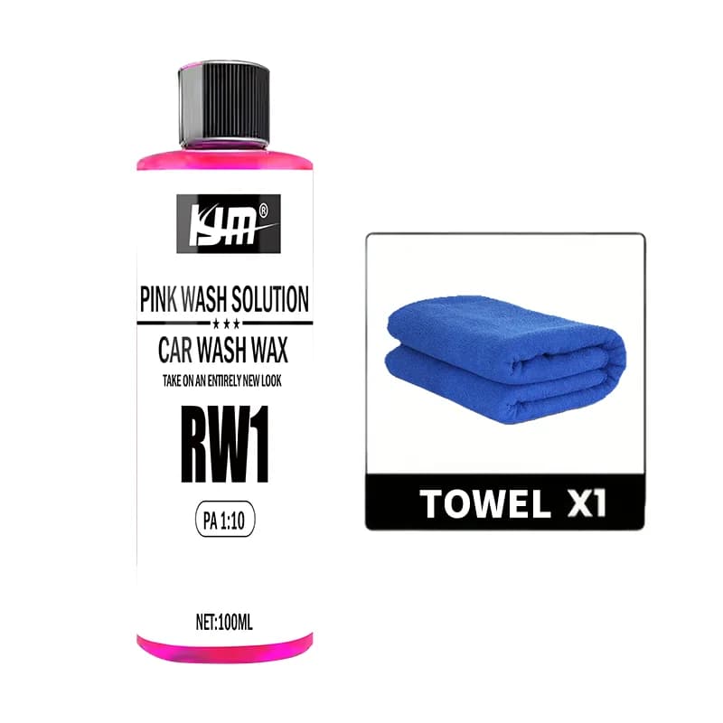 KJM 100ML Cera Rosa per Lavaggio Auto Altamente Concentrata, Schiuma Pre-Lavaggio Senza Contatto, Soluzione per Pulizia Profonda e Rivestimento Esterno della Vernice