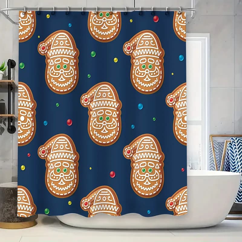Tenda da doccia natalizia con omino di pan di zenzero, decorazione festiva per il tuo bagno!