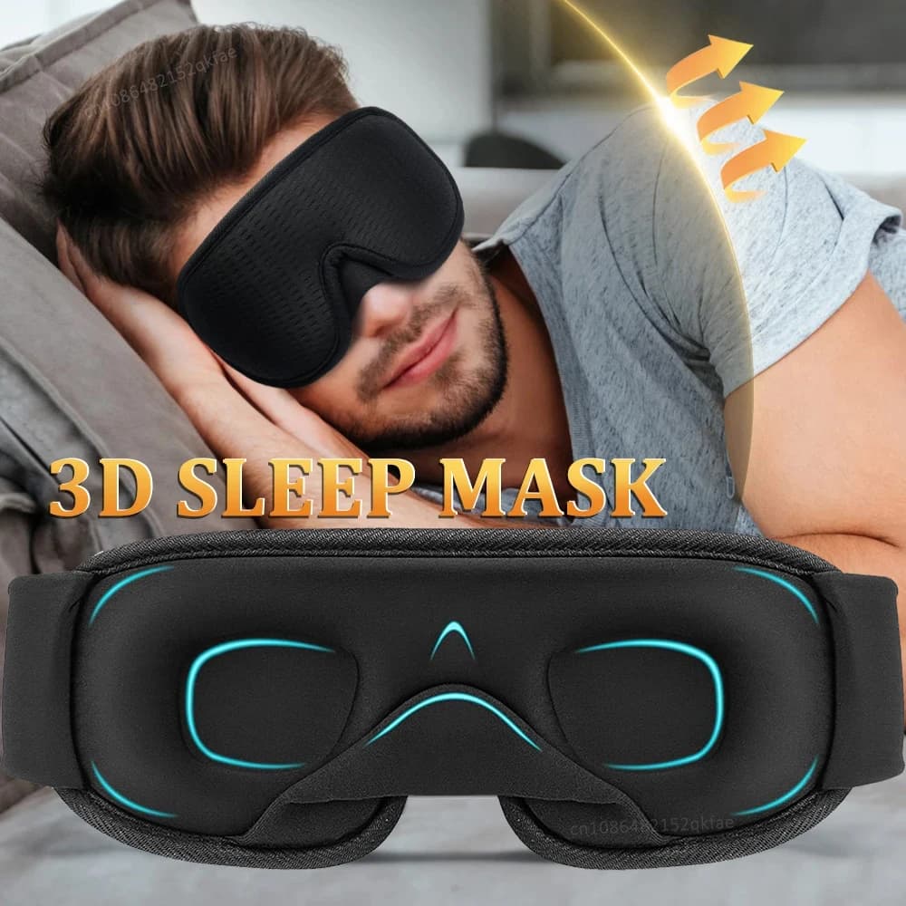 Maschera per dormire 3D Maschera per dormire leggera con blocco al 100% per occhi Maschera per occhi morbida per visiera da viaggio Notte Benda traspirante Slaapmasker