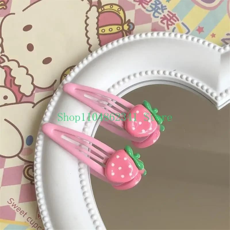 652F Perni per capelli con frangia Donna Kid Hairgrip Copricapo a fragola Mollette Accessori Y2K Ragazze Clip a