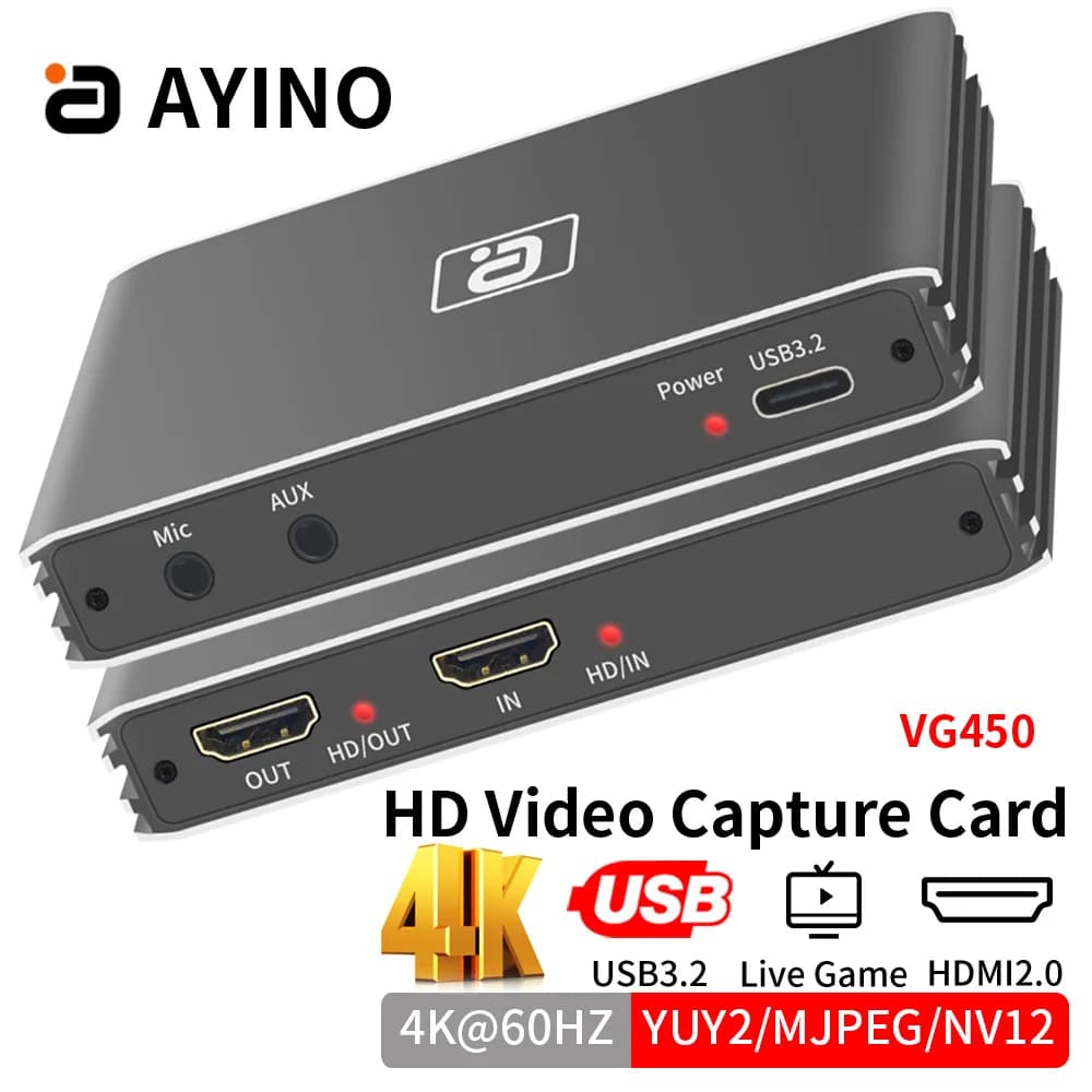 AYINO 4 k60hz USB 3.2 scheda di acquisizione Video HD YUY2 USB Loop-out HDMI-compatibile con Audio Mic Record Live Streaming Broadcast TV