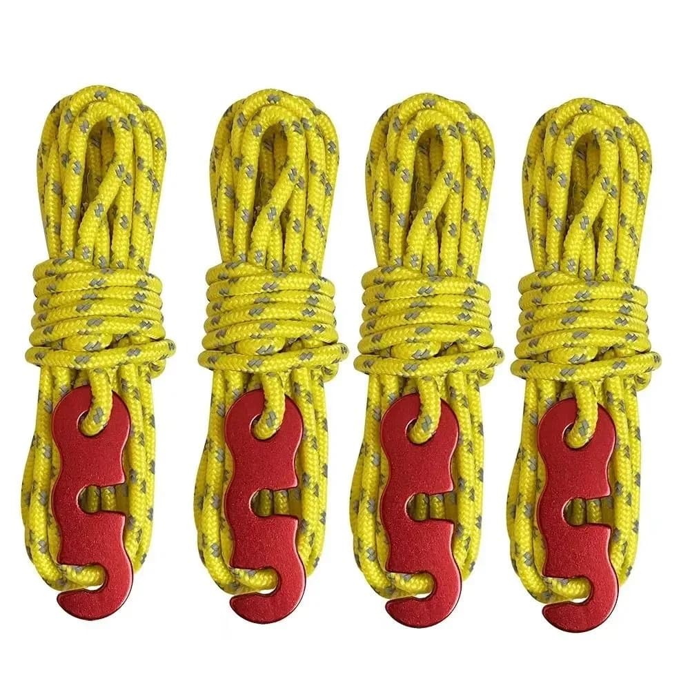 4 corde rinforzate per tenda da esterno con fibbie per garantire la sicurezza, corde da campeggio riflettenti, tenditore ad alta resistenza, corda antivento