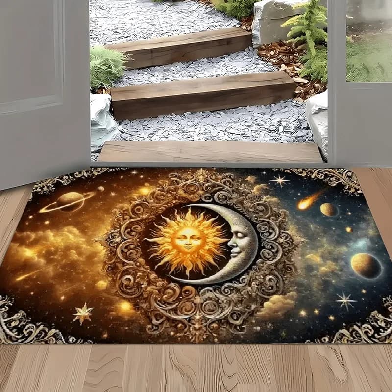 1PC Sole e Luna Dio modello Tappetini per porte Tappeti da cucina Tappeti antiscivolo per soggiorno Tappetino da bagno Tappeto per la casa Lavanderia Decor