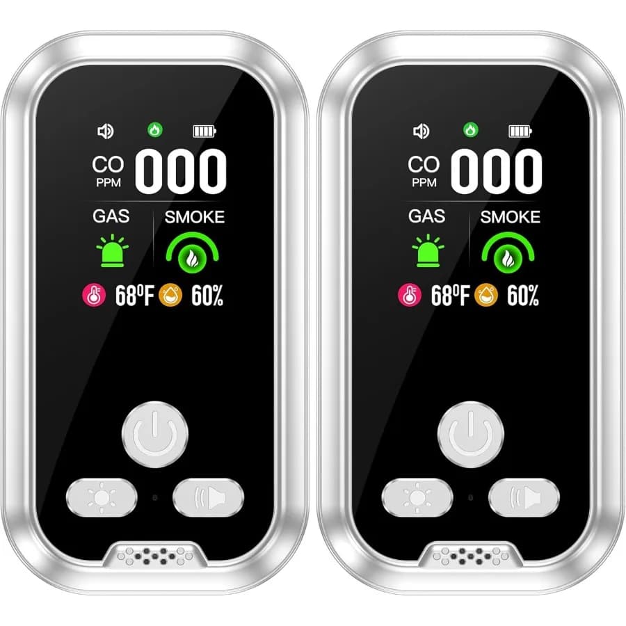 Rilevatore di monossido di carbonio plug-in 5in1 e rilevatori di fumo e gas naturale combustibili Combinazione batteria incorporata Schermo HD [S