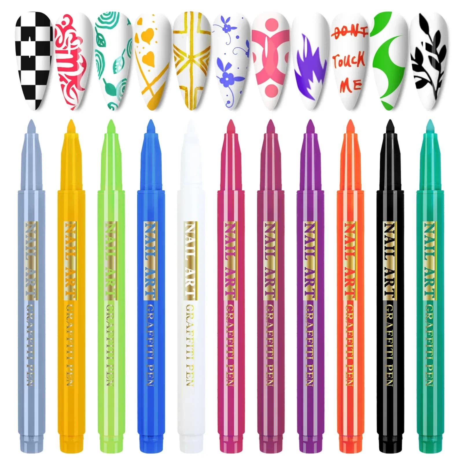 Penna per graffiti da disegno per nail art, pennello per fodera, astratto 3D, motivo floreale fai da te, strumenti per manicure di bellezza