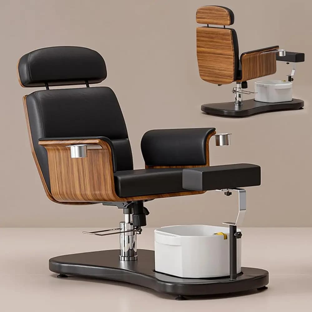 Poltrona per pedicure reclinabile girevole a 360 gradi, senza impianto idraulico per Nail Tech, stazione per pedicure con sedile regolabile, poggiapiedi e pediluvio, Pr