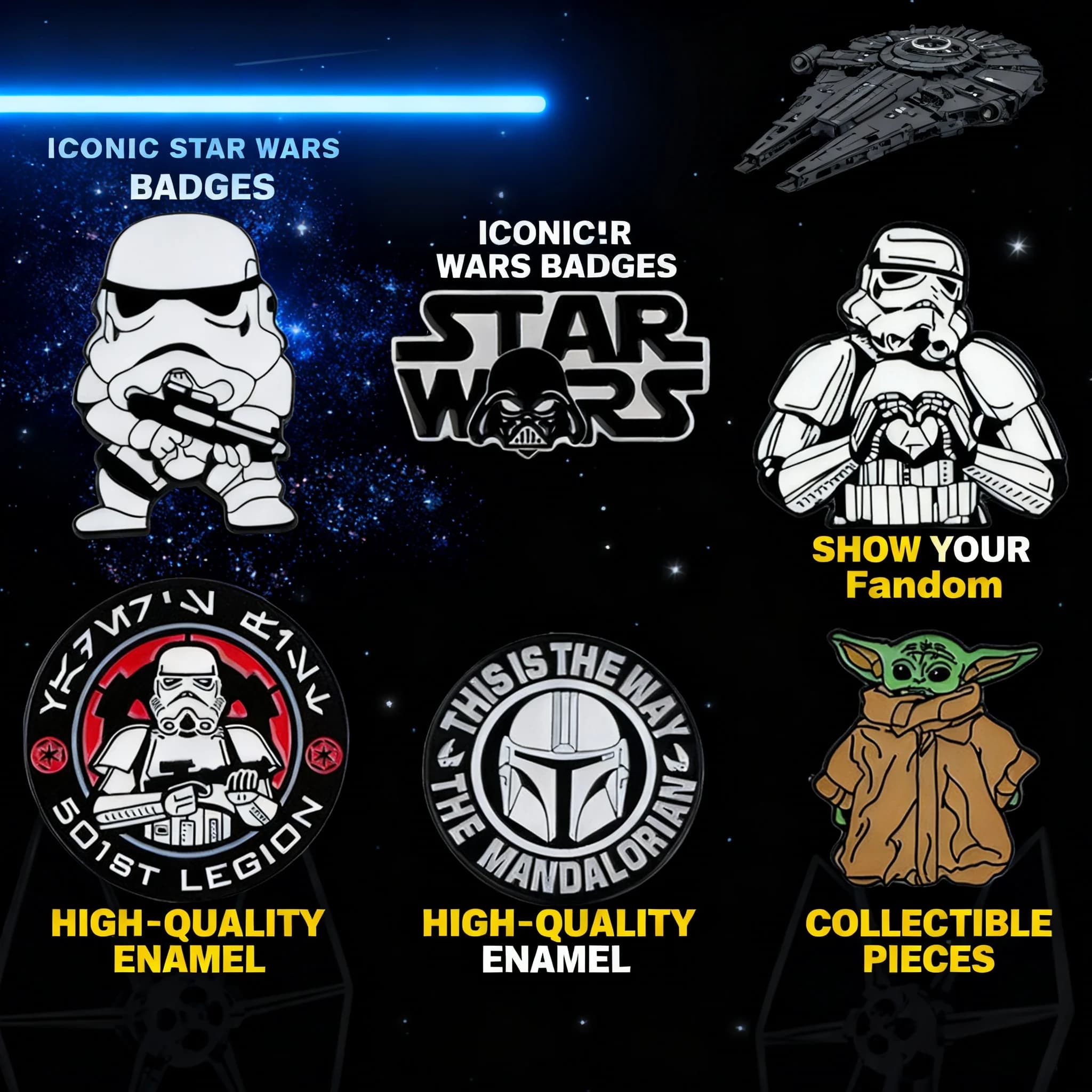 Star Wars Brooch Pin Badge Clothing Backpack Accessories Metal Cross Border Hot Selling Decorative