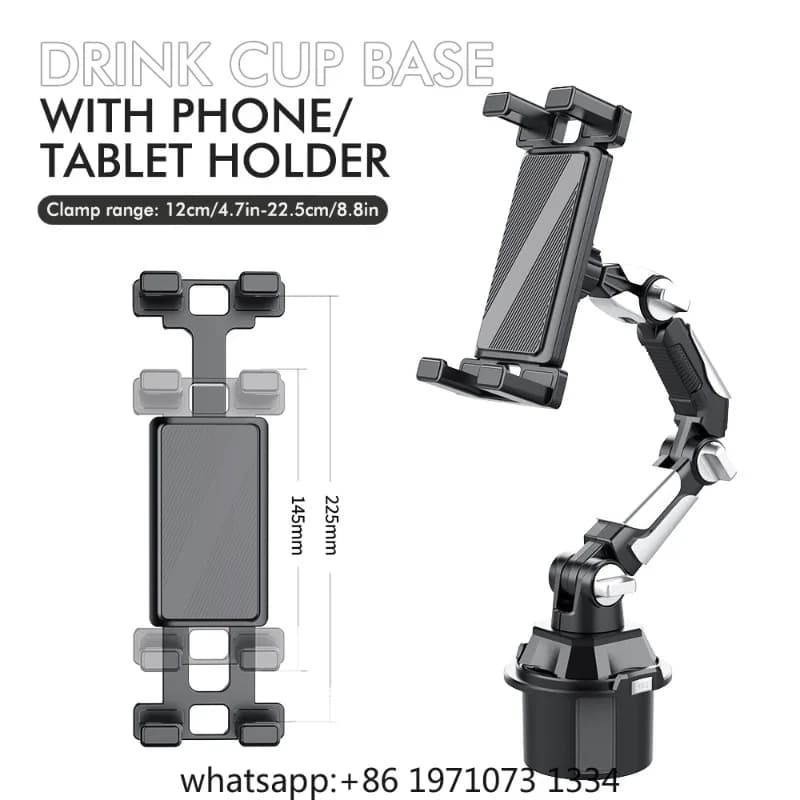 Universal Car Cup Holder with Long Adjustable Arm for Phone Tablet