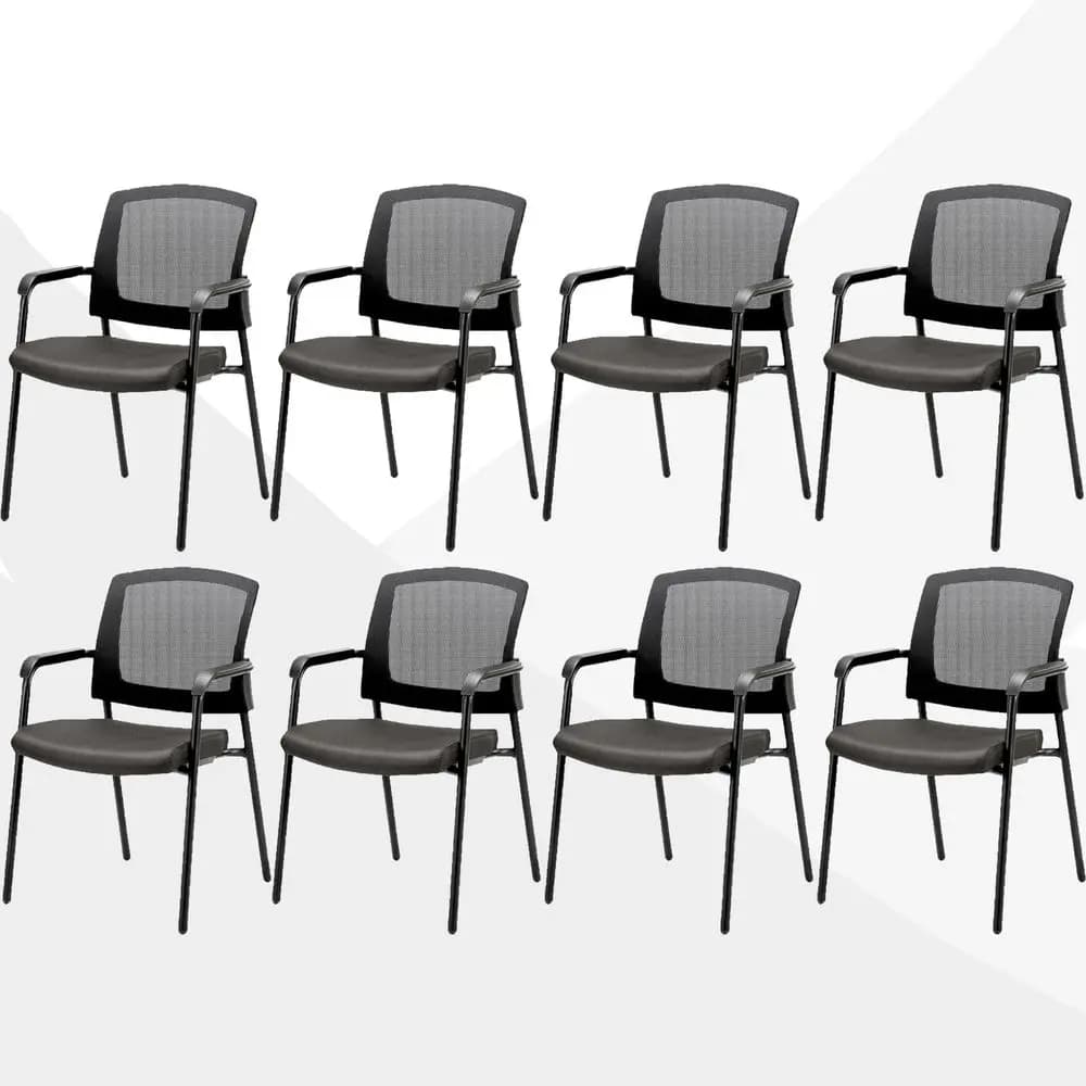 Nuova Sedia Classica per Reception con Schienale in Rete e Braccioli, Sedia Ergonomica Impilabile con Cuscino Imbottito per Ufficio