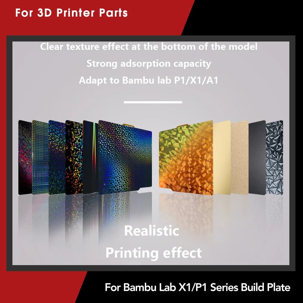 For Bambu Lab X1 P1S A1 PEO PEY PEI PET Construction Plate Cover 257x257mm Bed Texture Double Sided Steel Spring For Lab P1 3D Printer