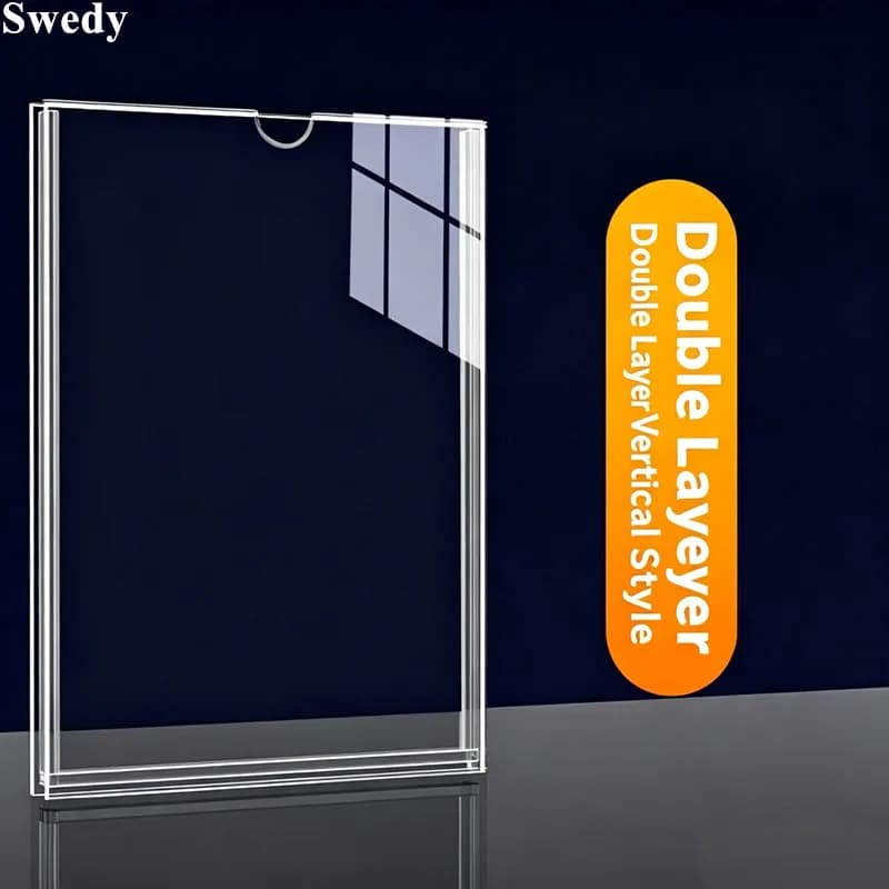 6 Pieces A4 Wall Mounted Transparent 8.5x11 Inchs Acrylic Sign Holder Picture Photo Frame Poster Flyer Document File Slots Frame