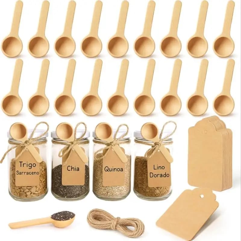 Mini Wooden Spoon Set for Salt Sugar Spice Coffee Lightweight Utensils for Seasoning Baking and Kitchen Use 10pcs