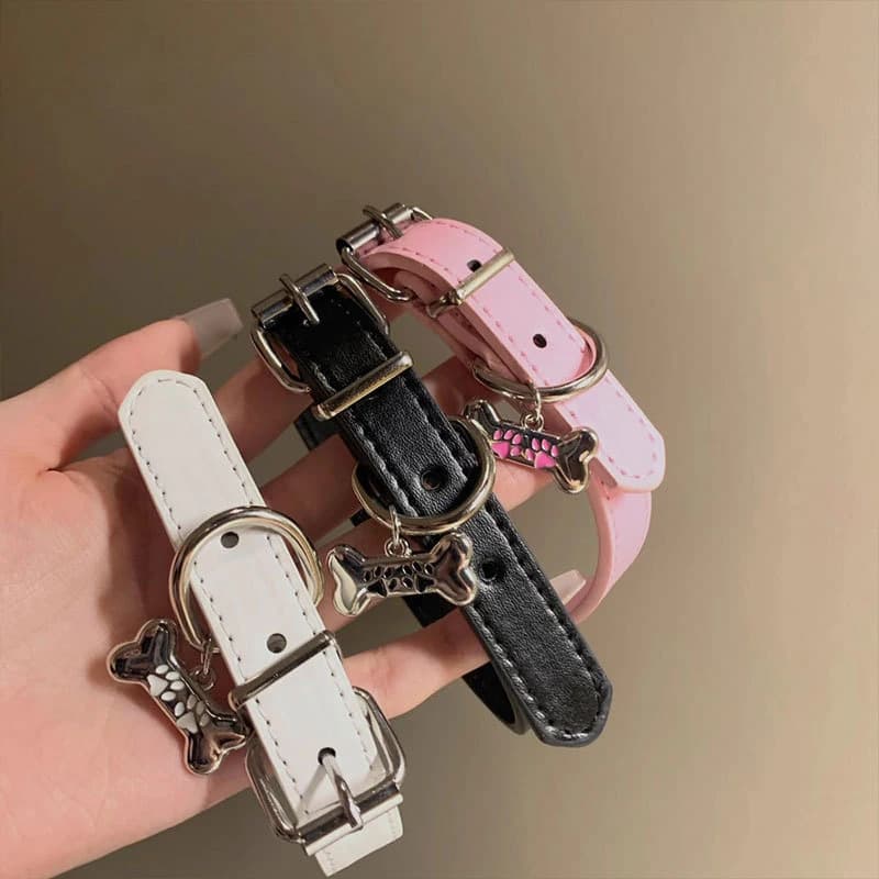 Collana girocollo con osso di artiglio di cane punk colorato per le donne Trendy squisito ciondolo in pelle PU dolce e fresco regalo di gioielli per feste Y2K