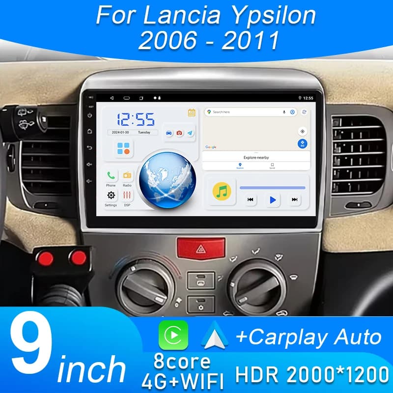 Car Video Player For Lancia Ypsilon 2006 - 2011 Car Radio Multimedia Player Autoradio GPS Carplay Android Auto Touch Screen Wifi